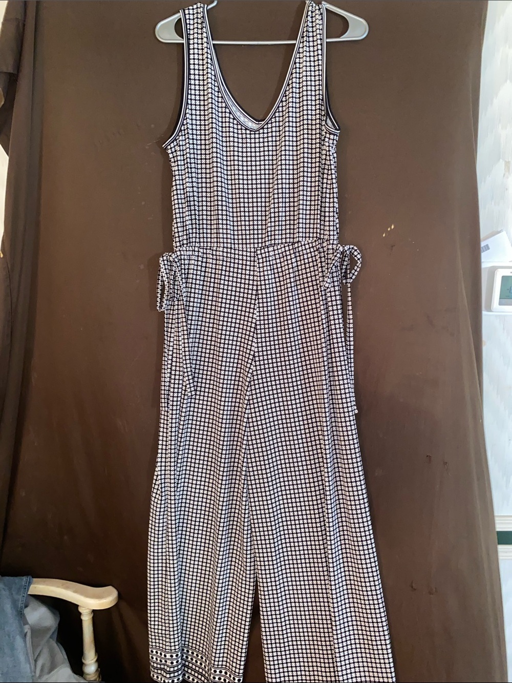 Max Studio Black and White Checked Maxi Jumpsuit!  Like new!